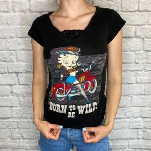 Betty Boop Motorcycle Biker T-Shirt